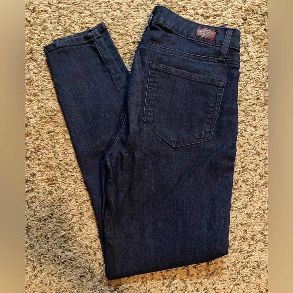 Paige Dark Blue Hoxton Ankle Denim Jeans